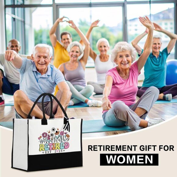 Canvas Tote Bag Large Capacity Retirement Gift Vacation Work Shopping - Picture 5 of 6